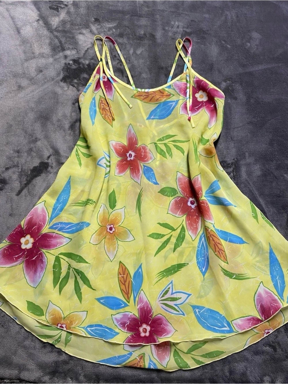 L.A Girls Yellow Floral Slip Dress with Spaghetti Straps